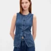 Ultra Yumuşak Denim Uzun Yelek