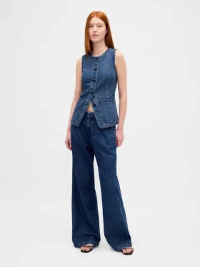 Ultra Yumuşak Denim Uzun Yelek