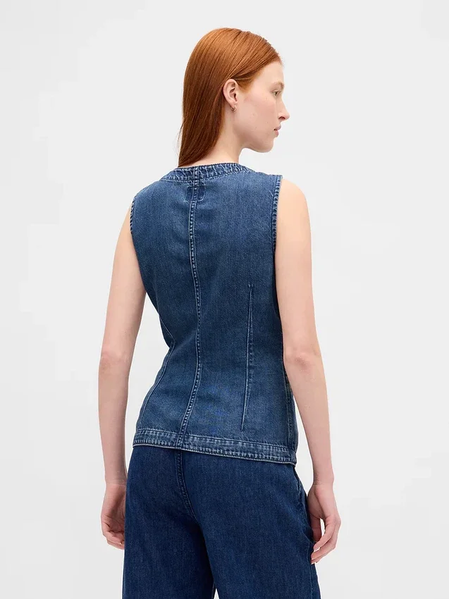 Ultra Yumuşak Denim Uzun Yelek