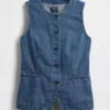 Ultra Yumuşak Denim Uzun Yelek