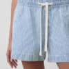 Ultra Yumuşak Çizgili Denim Kolay Giyilebilir Şortlar