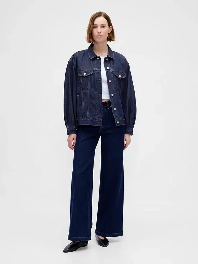 Ultra Yumuşak Oversized Balon Kollu İkonik Denim Ceket
