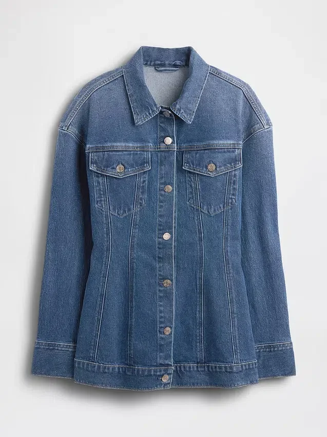 Vücut Hatlarını Vurgulayan Uzun Denim Ceket