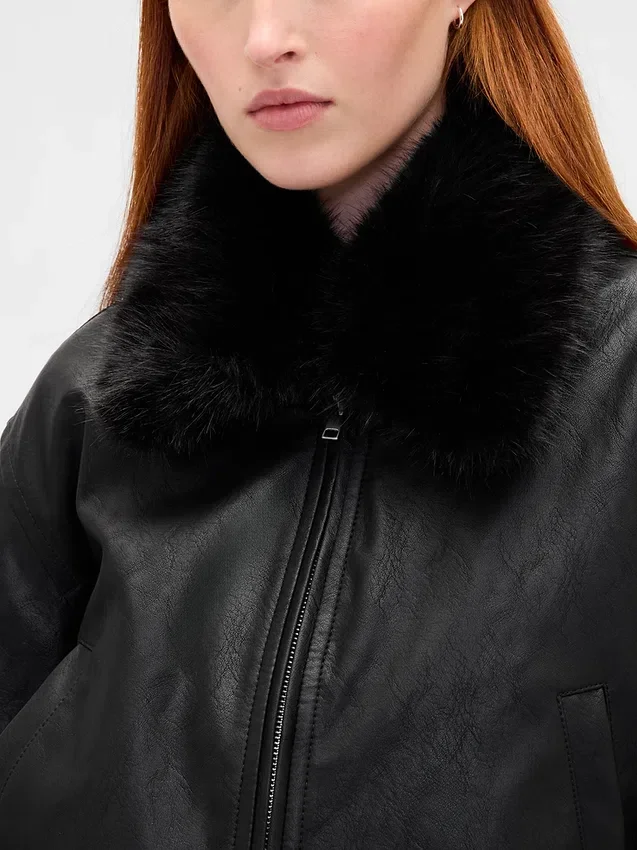 Vegan Deri Bomber Ceket