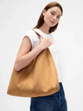 Vegan Süet Gevşek Tote Çanta