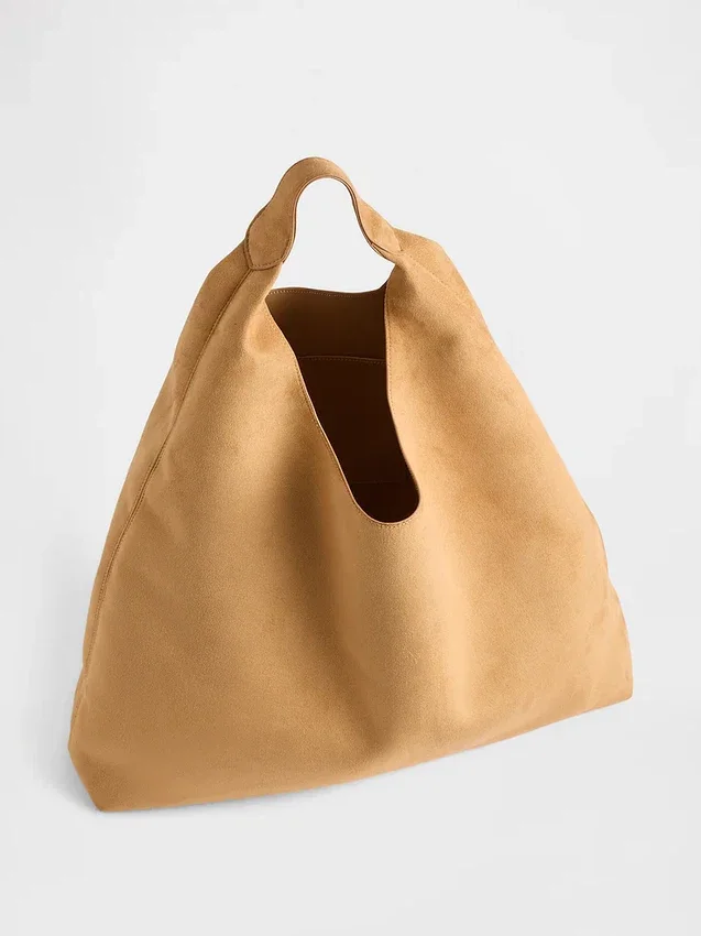 Vegan Süet Gevşek Tote Çanta