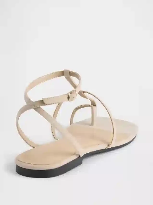 Vegan Süet T-Kayışlı Sandaletler