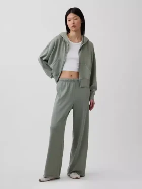 Vintage Yumuşak Havlu Kumaş Geniş Paça Eşofman Altı