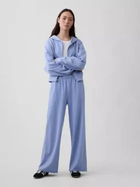 Vintage Yumuşak Havlu Kumaş Geniş Paça Eşofman Altı