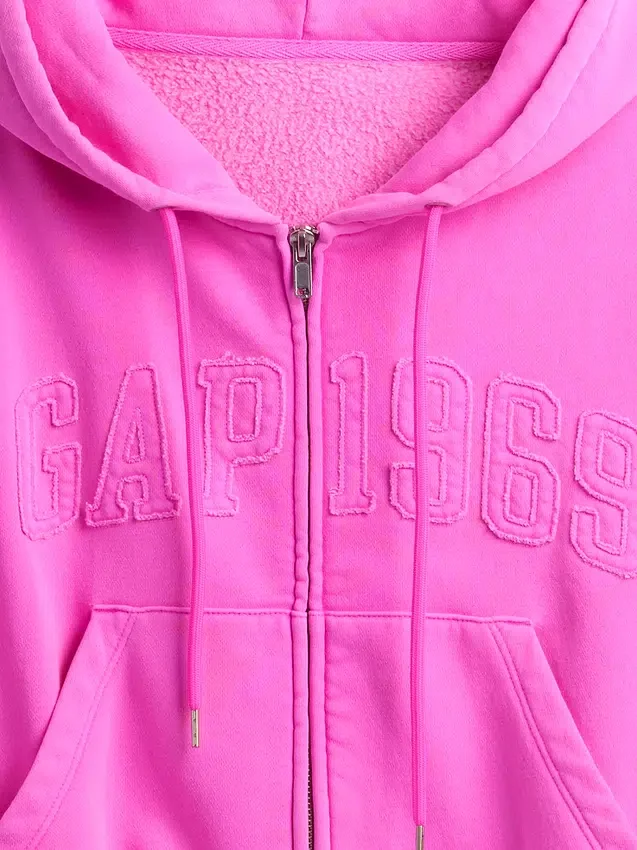 Vintagesoft 1969 Logo Fermuarlı Kapüşonlu Sweatshirt