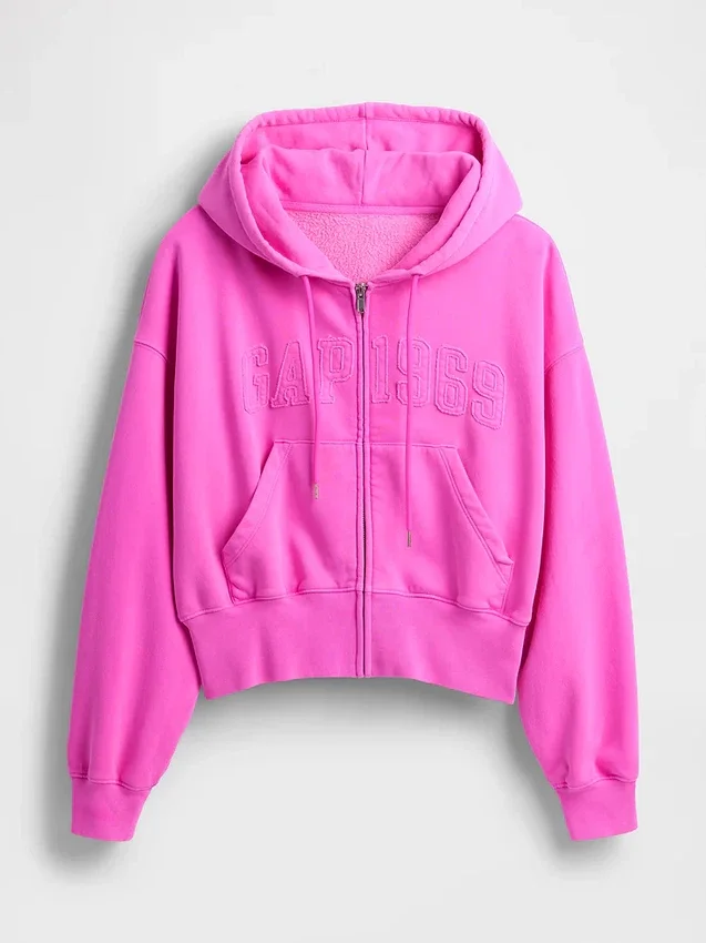 Vintagesoft 1969 Logo Fermuarlı Kapüşonlu Sweatshirt