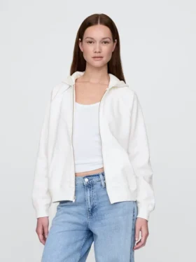Vintagesoft Fermuarlı Kapüşonlu Sweatshirt