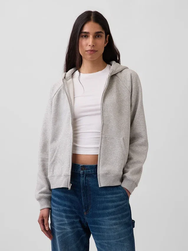 Vintagesoft Fermuarlı Kapüşonlu Sweatshirt