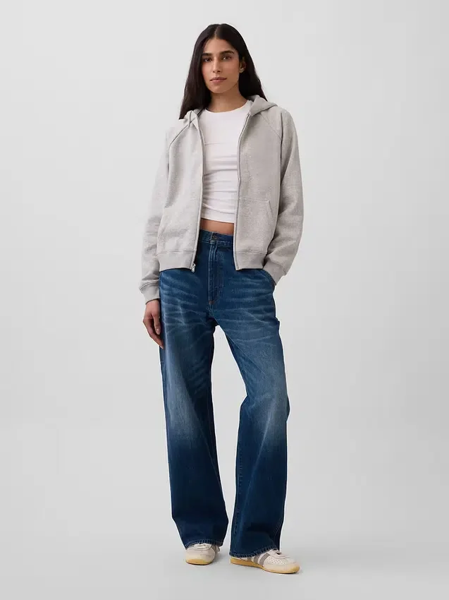 Vintagesoft Fermuarlı Kapüşonlu Sweatshirt