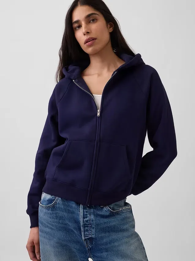 Vintagesoft Fermuarlı Kapüşonlu Sweatshirt