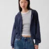 Vintagesoft Havlu Kumaş Oversized Kama Kesim Fermuarlı Kapüşonlu Sweatshirt