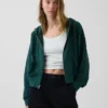 Vintagesoft Havlu Kumaş Oversized Kama Kesim Fermuarlı Kapüşonlu Sweatshirt