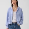Vintagesoft Havlu Kumaş Oversized Kama Kesim Fermuarlı Kapüşonlu Sweatshirt
