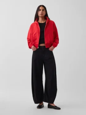 Vintagesoft Havlu Kumaş Oversized Kama Kesim Fermuarlı Kapüşonlu Sweatshirt