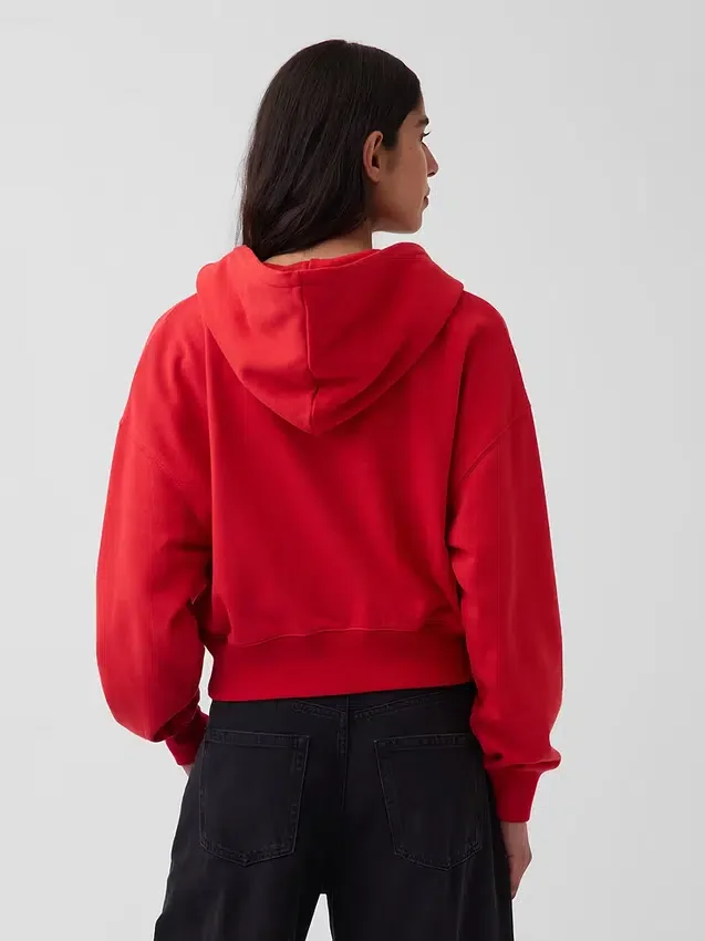 Vintagesoft Havlu Kumaş Oversized Kama Kesim Fermuarlı Kapüşonlu Sweatshirt