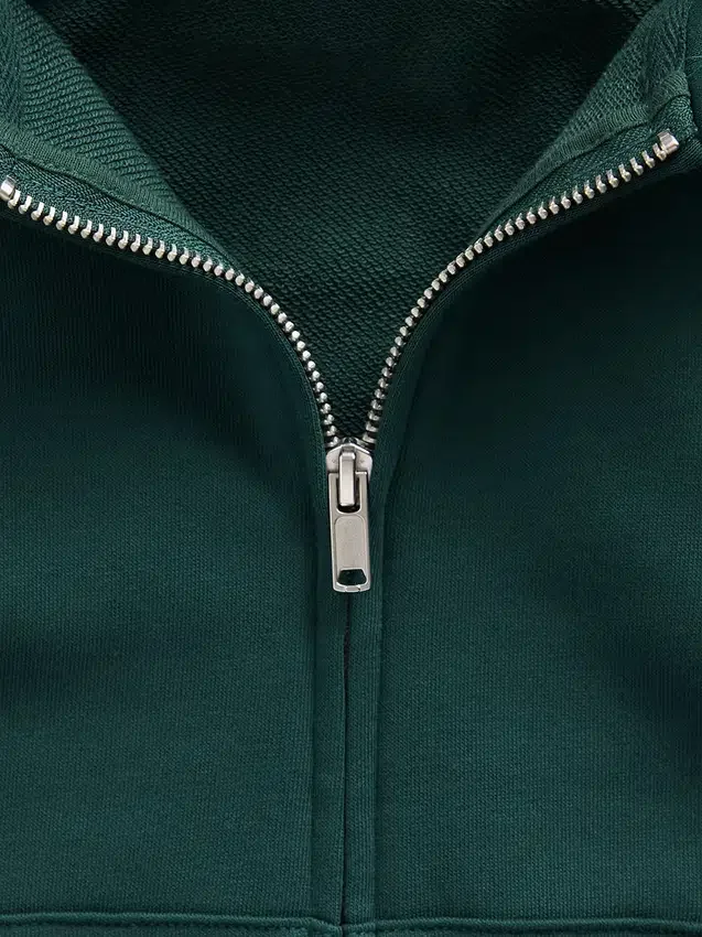 Vintagesoft Havlu Kumaş Oversized Kama Kesim Fermuarlı Kapüşonlu Sweatshirt