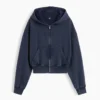 Vintagesoft Havlu Kumaş Oversized Kama Kesim Fermuarlı Kapüşonlu Sweatshirt