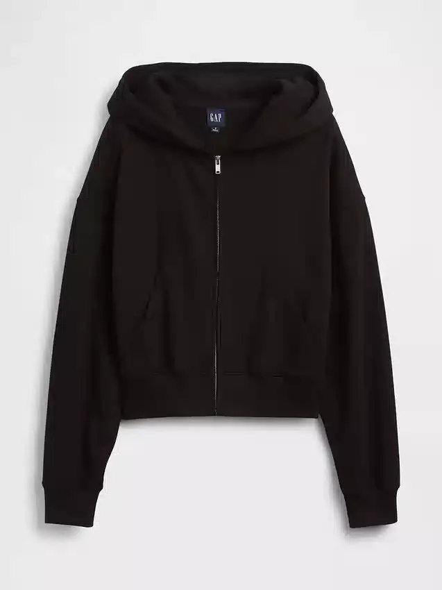 Vintagesoft Havlu Kumaş Oversized Kama Kesim Fermuarlı Kapüşonlu Sweatshirt