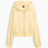 Vintagesoft Havlu Kumaş Oversized Kama Kesim Fermuarlı Kapüşonlu Sweatshirt