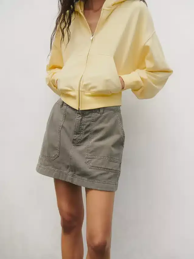 Vintagesoft Havlu Kumaş Oversized Kama Kesim Fermuarlı Kapüşonlu Sweatshirt