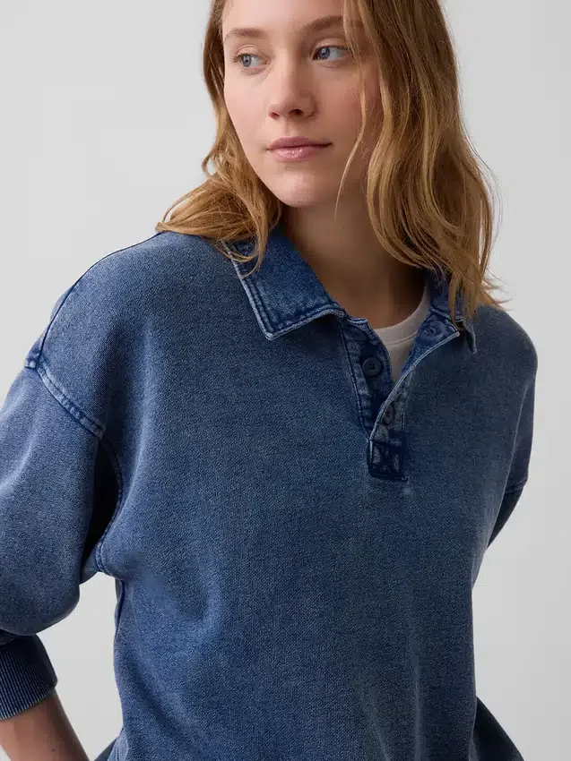 Vintagesoft Havlu Kumaş Oversized Polo Tişört