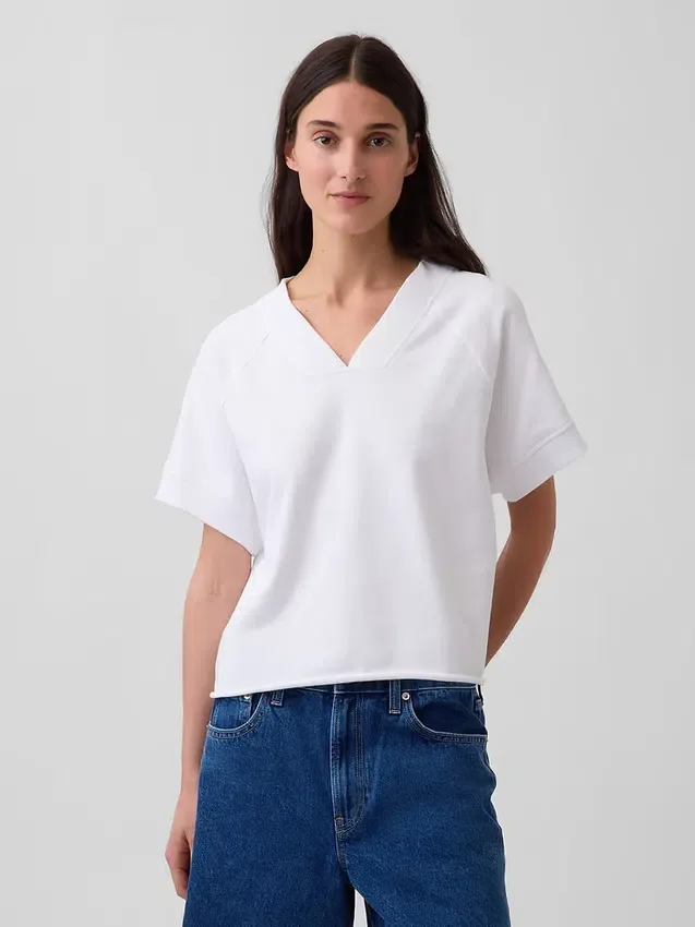 Vintagesoft Havlu Kumaş Oversized V Yaka Sweatshirt