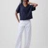 Vintagesoft Havlu Kumaş Oversized V Yaka Sweatshirt