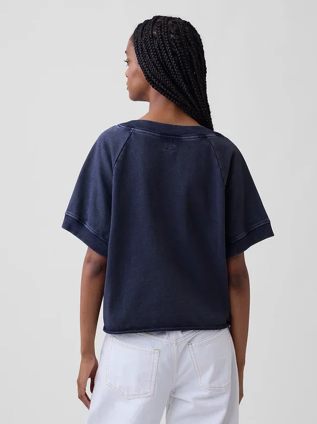 Vintagesoft Havlu Kumaş Oversized V Yaka Sweatshirt