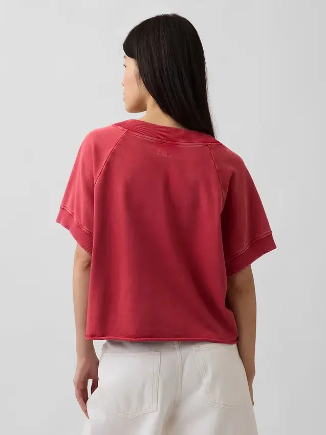 Vintagesoft Havlu Kumaş Oversized V Yaka Sweatshirt