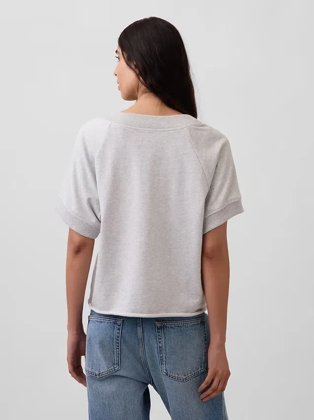 Vintagesoft Havlu Kumaş Oversized V Yaka Sweatshirt