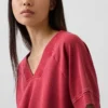 Vintagesoft Havlu Kumaş Oversized V Yaka Sweatshirt