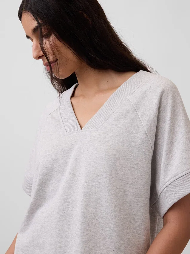 Vintagesoft Havlu Kumaş Oversized V Yaka Sweatshirt