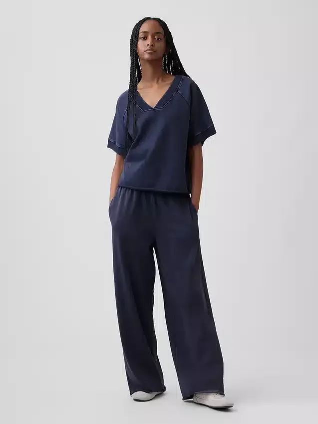 Vintagesoft Havlu Kumaş Oversized V Yaka Sweatshirt