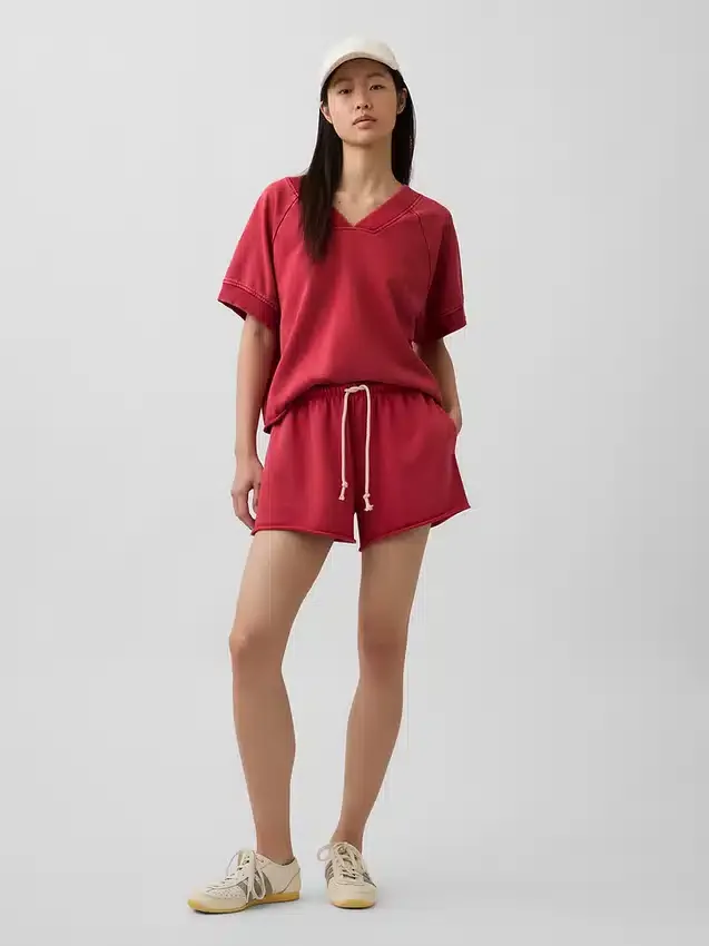 Vintagesoft Havlu Kumaş Oversized V Yaka Sweatshirt