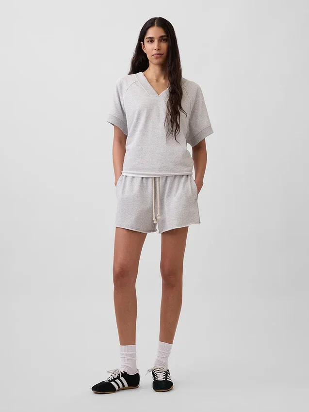 Vintagesoft Havlu Kumaş Oversized V Yaka Sweatshirt
