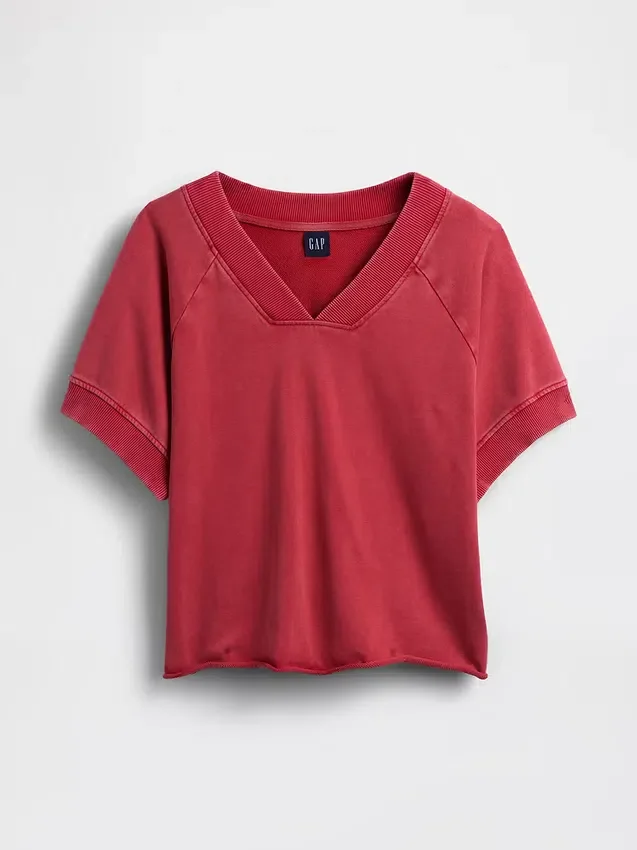Vintagesoft Havlu Kumaş Oversized V Yaka Sweatshirt