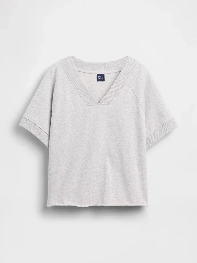 Vintagesoft Havlu Kumaş Oversized V Yaka Sweatshirt