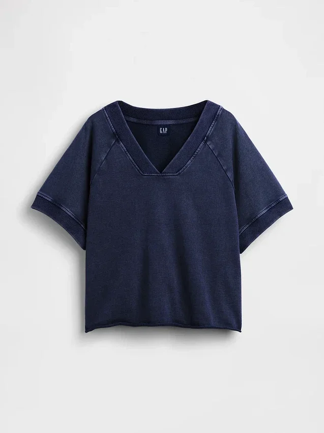 Vintagesoft Havlu Kumaş Oversized V Yaka Sweatshirt