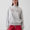 Vintagesoft Havlu Kumaş Oversized Yarım Yaka Logolu Sweatshirt