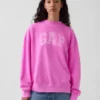 Vintagesoft Havlu Kumaş Oversized Yarım Yaka Logolu Sweatshirt