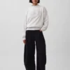 Vintagesoft Havlu Kumaş Oversized Yarım Yaka Logolu Sweatshirt