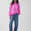 Vintagesoft Havlu Kumaş Oversized Yarım Yaka Logolu Sweatshirt