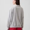 Vintagesoft Havlu Kumaş Oversized Yarım Yaka Logolu Sweatshirt