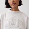 Vintagesoft Havlu Kumaş Oversized Yarım Yaka Logolu Sweatshirt