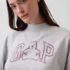 Vintagesoft Havlu Kumaş Oversized Yarım Yaka Logolu Sweatshirt